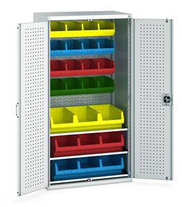 Bott 1050mm wide x 650mm deep pre Kitted cupboards with Shelves Drawers or Eurocontainers Bott Cupboard 1050Wx650Dx2000mm H - c/w 25 Containers